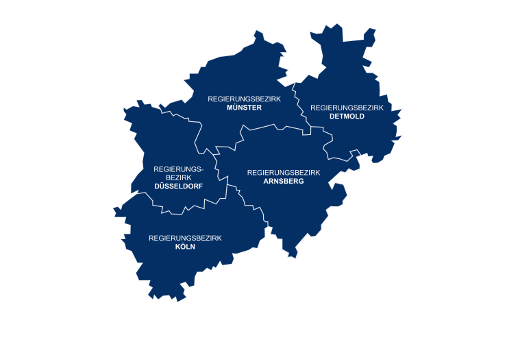 Abbildung der fünf Regierungsbezirke
