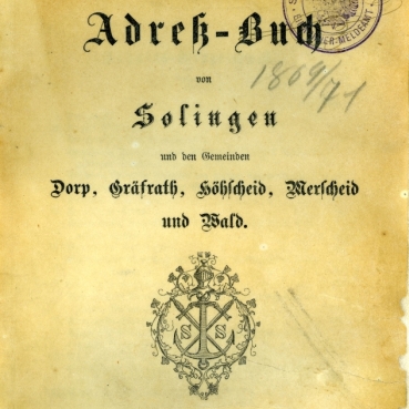 Titelseite eines Adressbuchs aus dem Jahr 1896