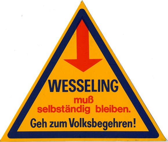 Aufkleber Wesseling muss selbstständig bleiben. Geh zum Volksentscheid!