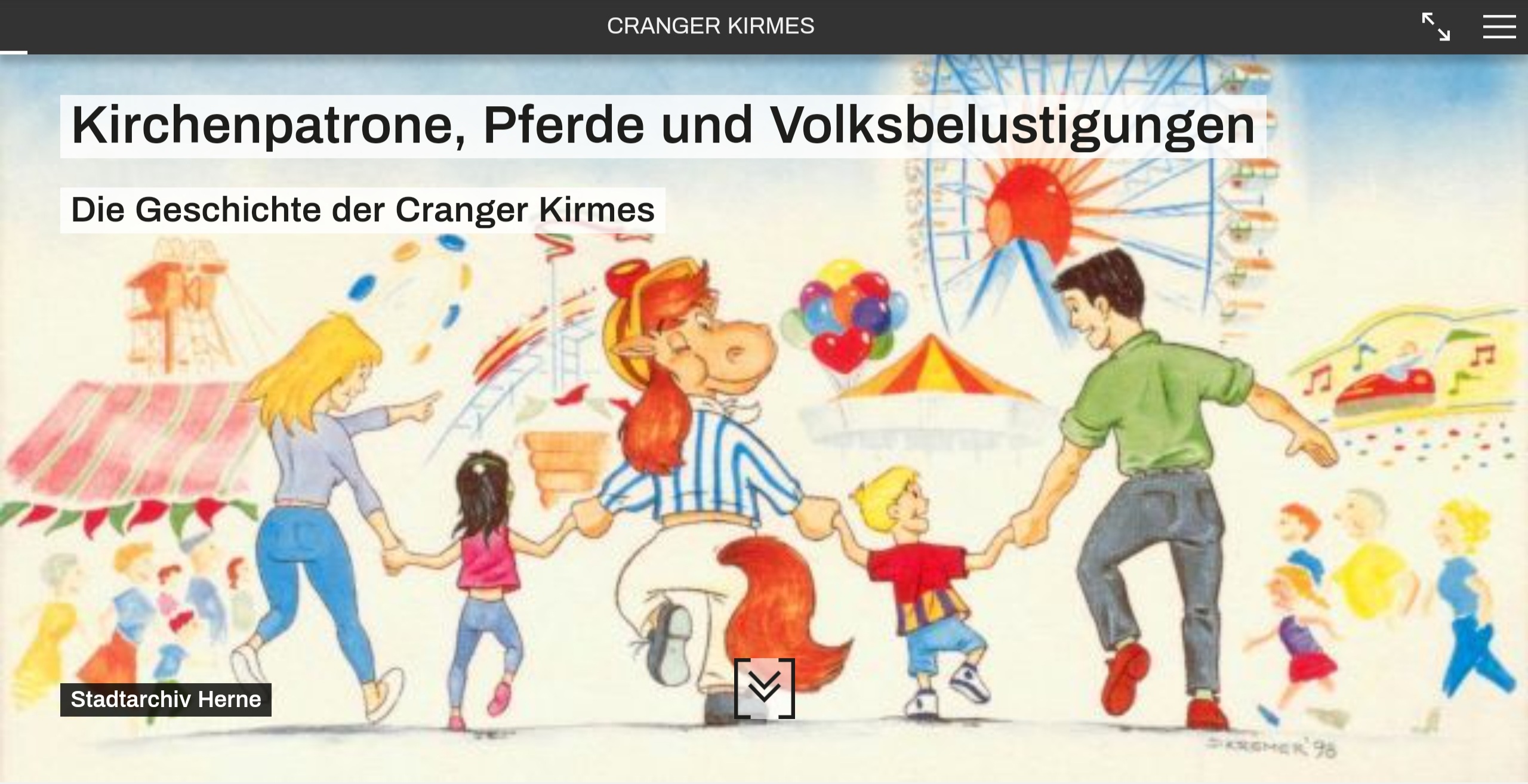 Titelseite der virtuellen Ausstellung zur Geschichte der Cranger Kirmes.