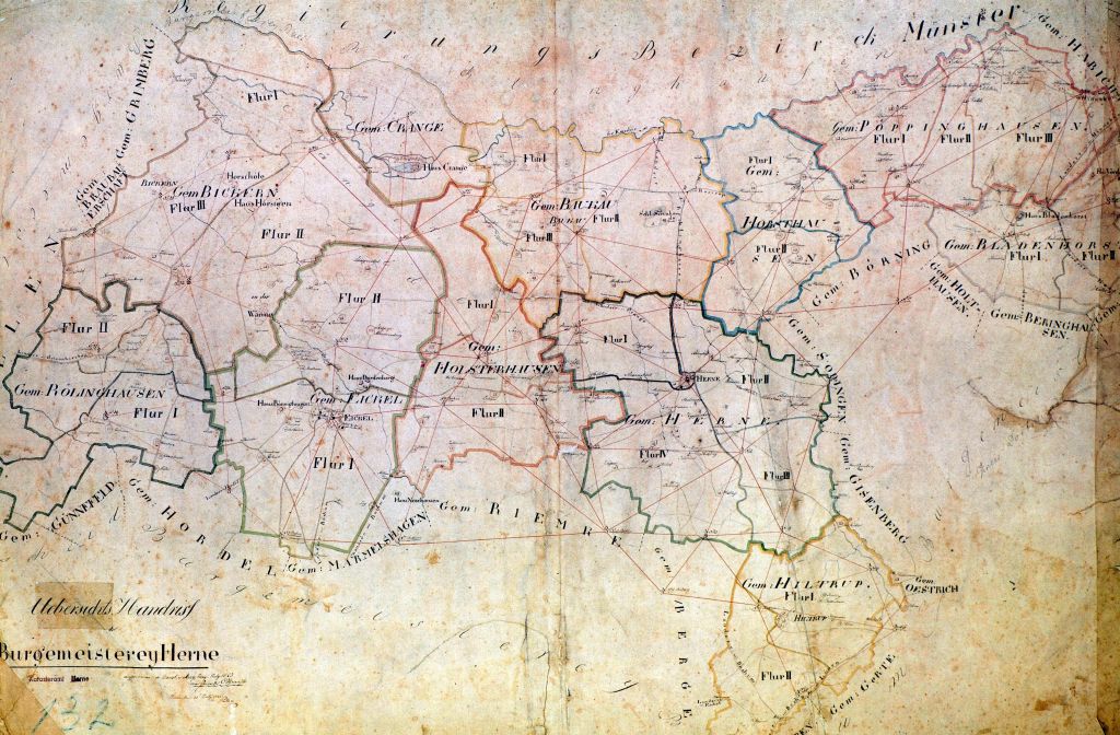 Karte der Bürgermeisterei Herne, 1823