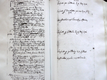 Seite eines Kirchenbuches mit handschriftlichen Eintragungen