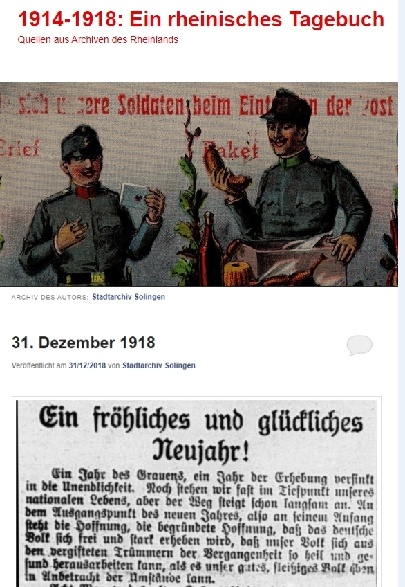 Internetprojekt "1914-1918: Ein rheinisches Tagebuch"