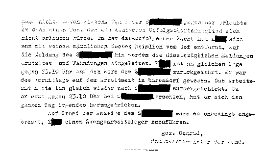 Bericht des Hauptwachtmeisters der Polizei über Edmund K.