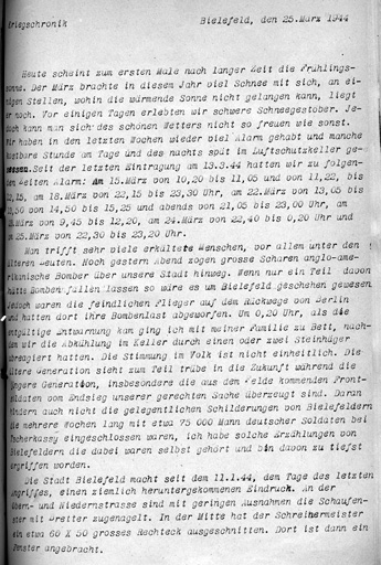 Bericht Schonewegs in der Kriegschronik vom 25. März 1944