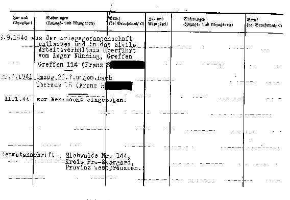 Verfügung des Amtsbürgermeisters vom 03.08.1941 über die Zuweisung zu einer neuen Arbeitsstelle