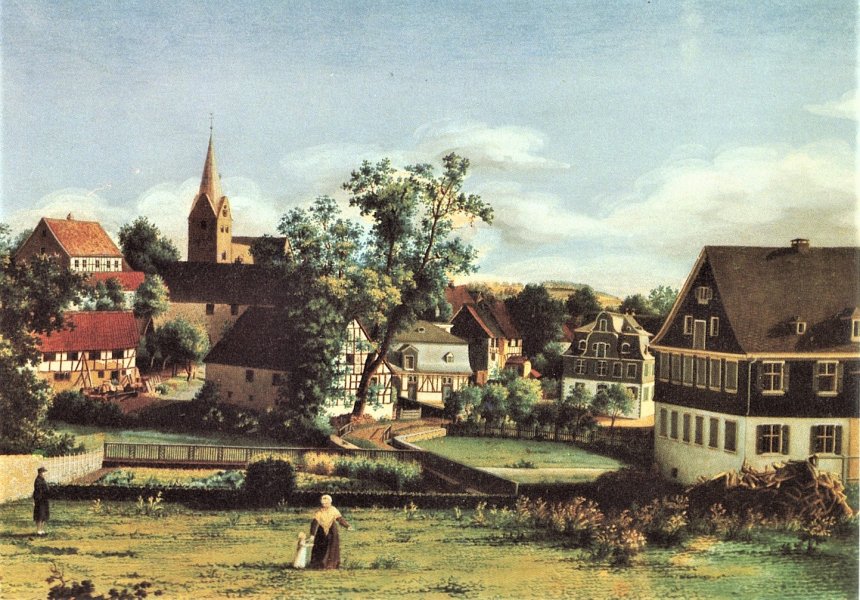 Aquarell von Henriette Jügel 1807 - Blick auf den Baumhof
