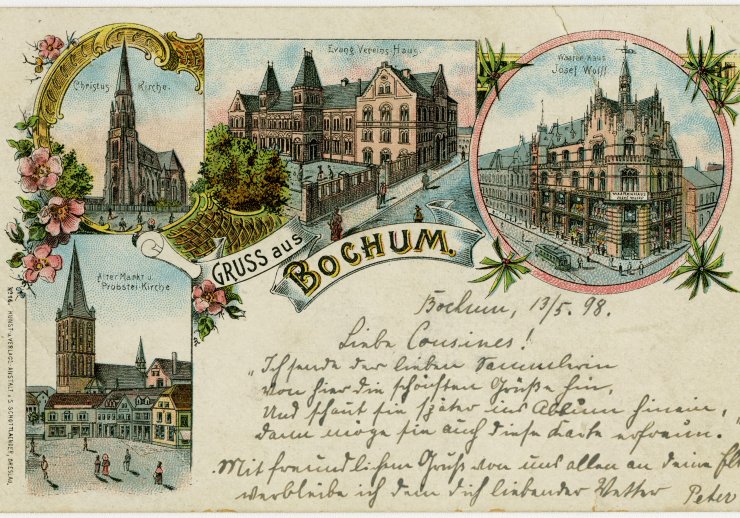 Postkarte "Gruß aus Bochum" von 1898