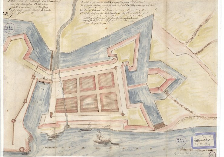 Plan über die Zitadelle von Düsseldorf aus dem Jahr 1623.