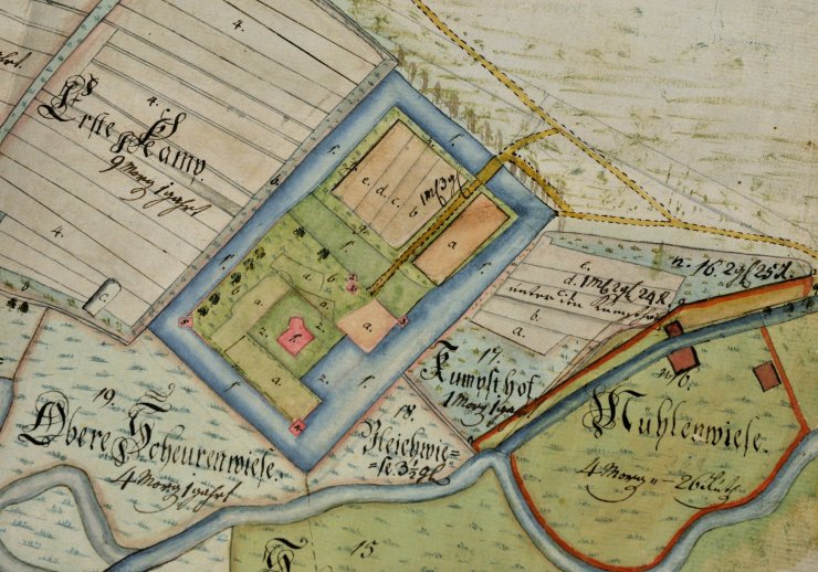 Lageplan der bei Verne gelegenen Vernaburg aus dem 18. Jahrhundert