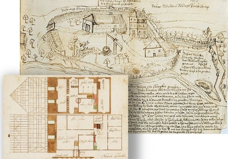 LAV NRW W, W 051/Kartensammlung A, Nr. 7965 und B 215/Kloster St. Aegidii, Münster - Akten, Nr. 134d.