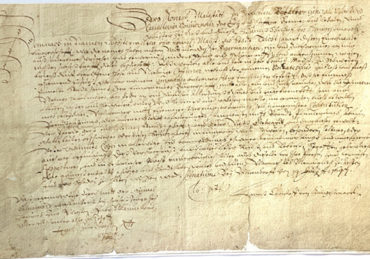 Schutzbrief des Feldmarschalls Hans Christoph von Königsmarck für die Stadt Telgte
