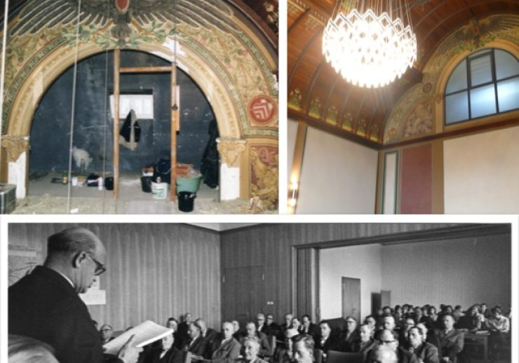 Der Sitzungssaal des Herforder Kreistages in den 50ern, 2002 und 2022