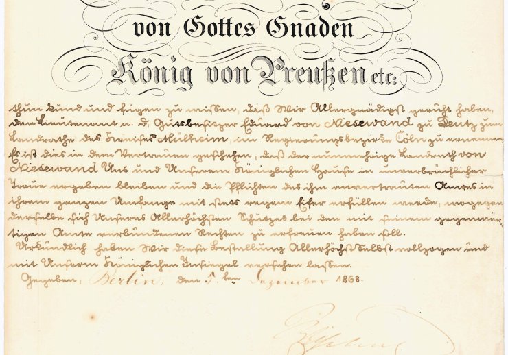 Bestallungsurkunde Landrat Eduard von Niesewand (1868)