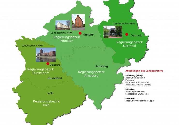 Standorte des Landesarchivs in NRW
