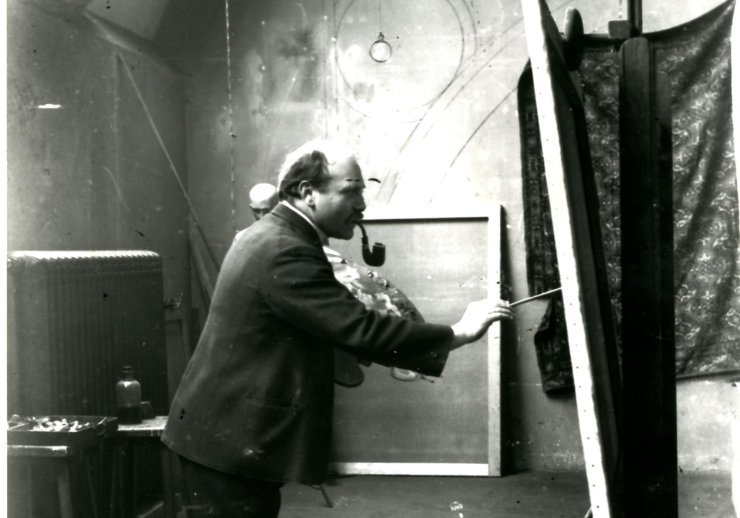 Ein Dokument aus dem Nachlass Udo Durchgrafs: „Der Künstler Heinrich Froitzheim in seinem Atelier um 1915“ Foto-Quelle: © Kreisarchiv Kleve (N69, 162)