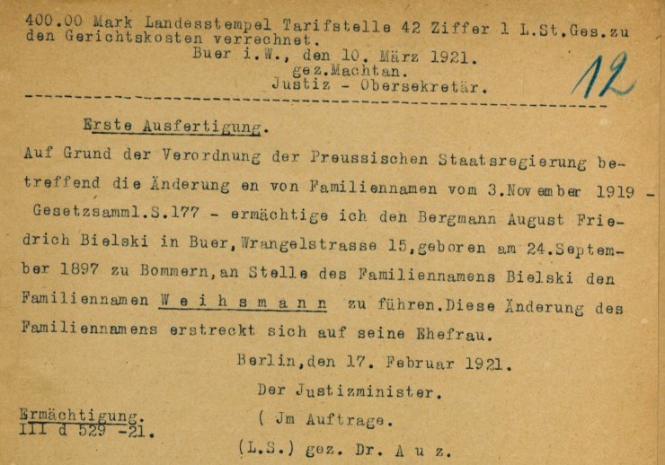 LAV NRW W, Q 525 / Amtsgericht Gelsenkirchen-Buer, Nr. 190, S. 12.