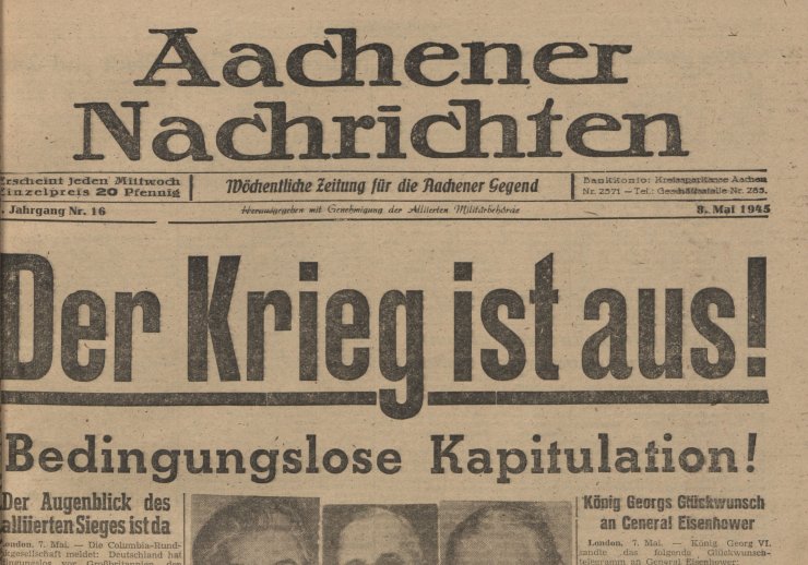 Ausgabe der Aachener Nachrichten zum Kriegsende