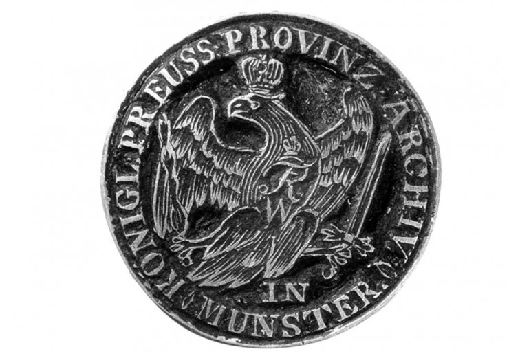 Siegelstempel des königlich preußischen Staatsarchivs Münster