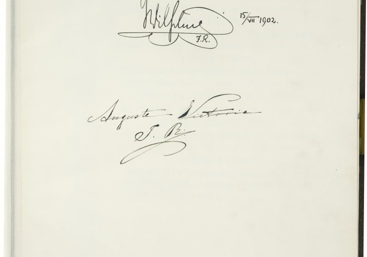 Die Unterschrift Kaiser Wilhelms II. im Goldenen Buch der Stadt Aachen