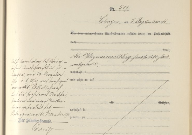 Sterbeurkunde 519/1911