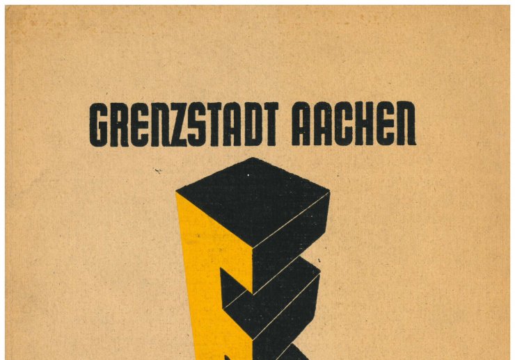 Titelblatt der Schrift "Grenzstadt Aachen holt auf", gestaltet von Jupp Kockartz