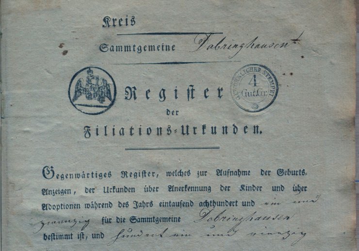 Auszug aus Register der Gemeinde Dabringhausen, Jahr 1820