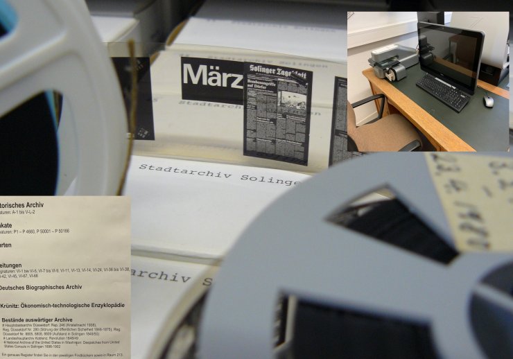 Mikrofilmrollen im Stadtarchiv Solingen